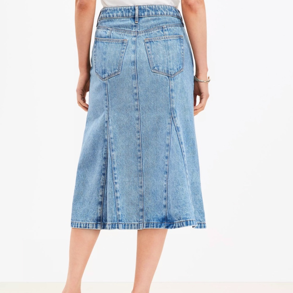 LOFT Light Blue A-Line Denim Skirt - Picture 3 of 3